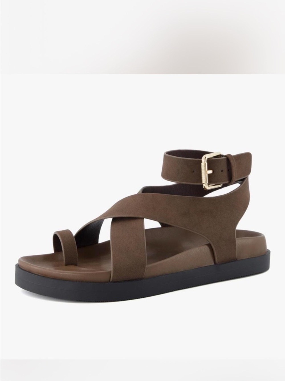 Cushionaire Chocolate Women's Ankle-Strap Crisscross Sandals Size 7